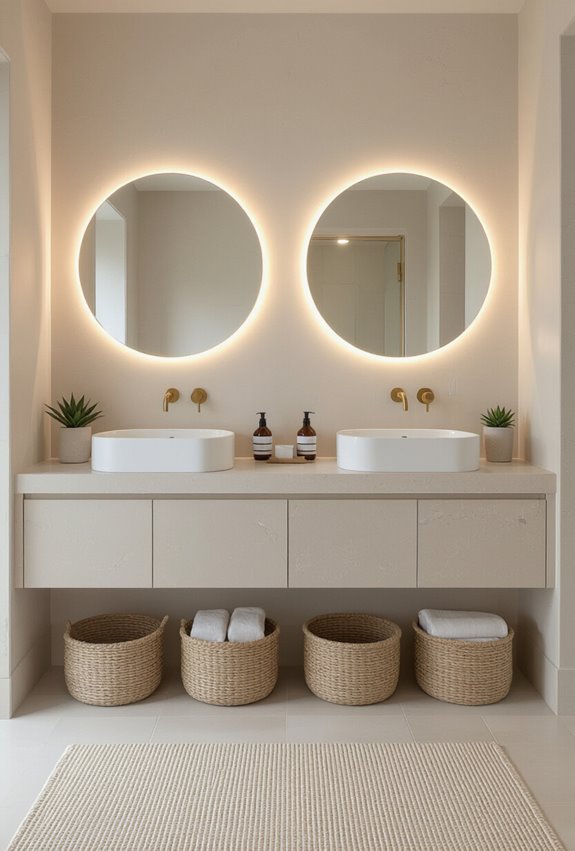 symmetrical paired bathroom accessories