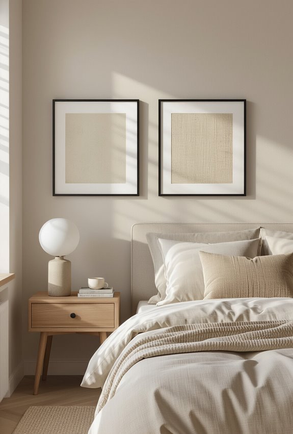 symmetrical paired tonal bedside artwork