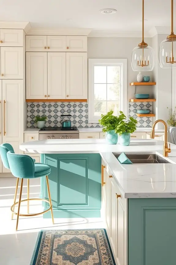 teal accents enhance neutrals