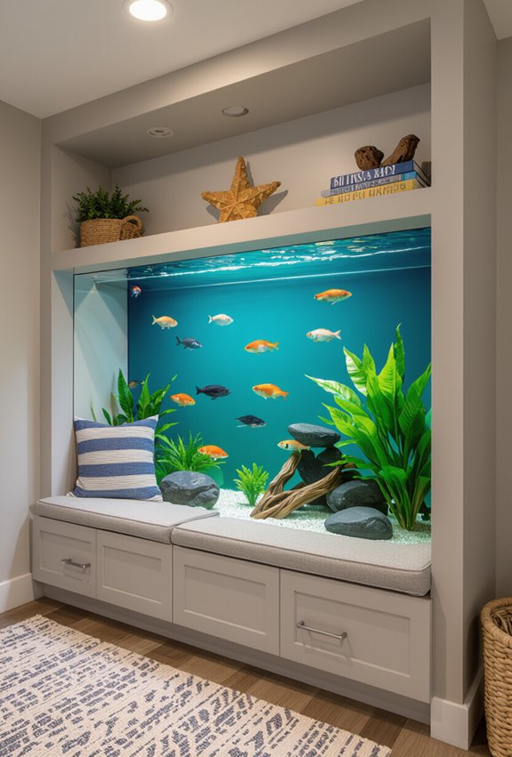 teal gradient aquarium corner