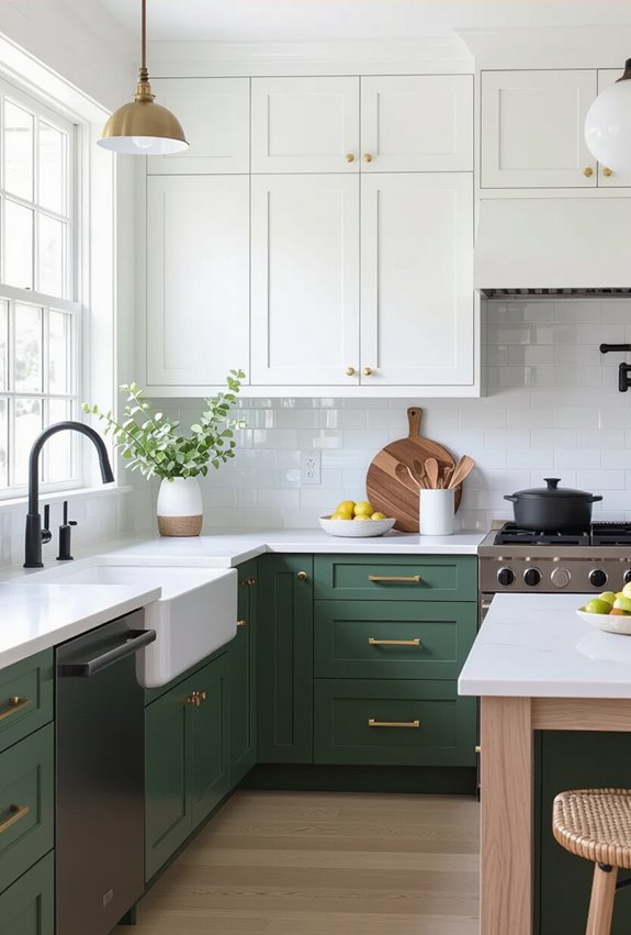 tenant friendly green white cabinets