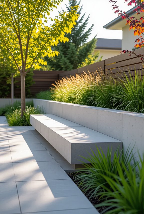 terraced concrete retaining benches