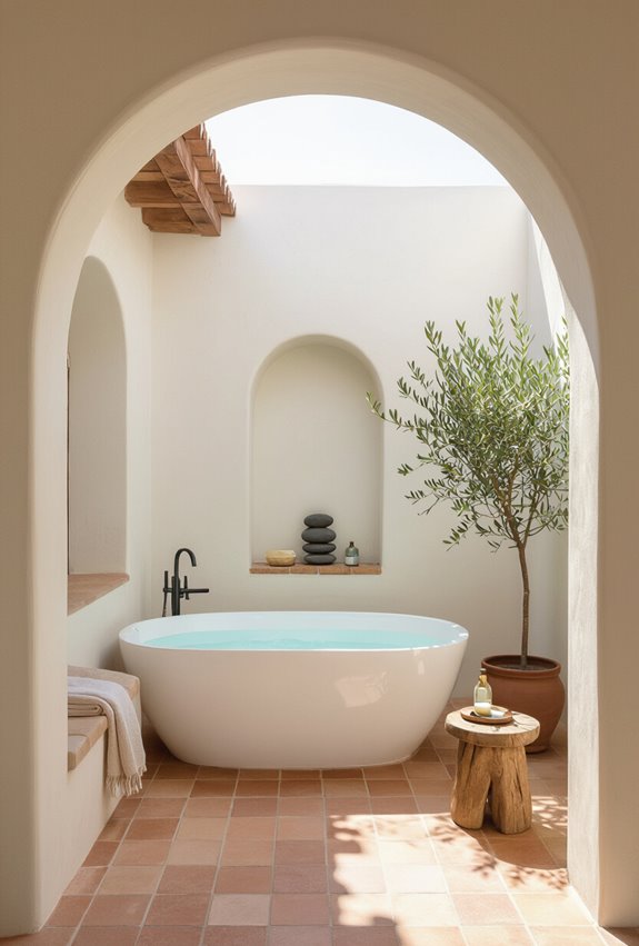 terracotta courtyard sunlit bath