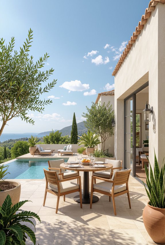 terracotta courtyard with citrus