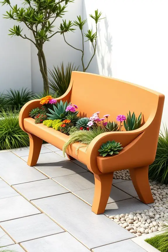 terracotta planter bench beauty
