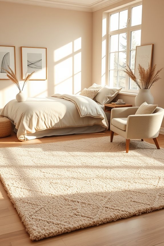 textured beige rugs enhance warmth