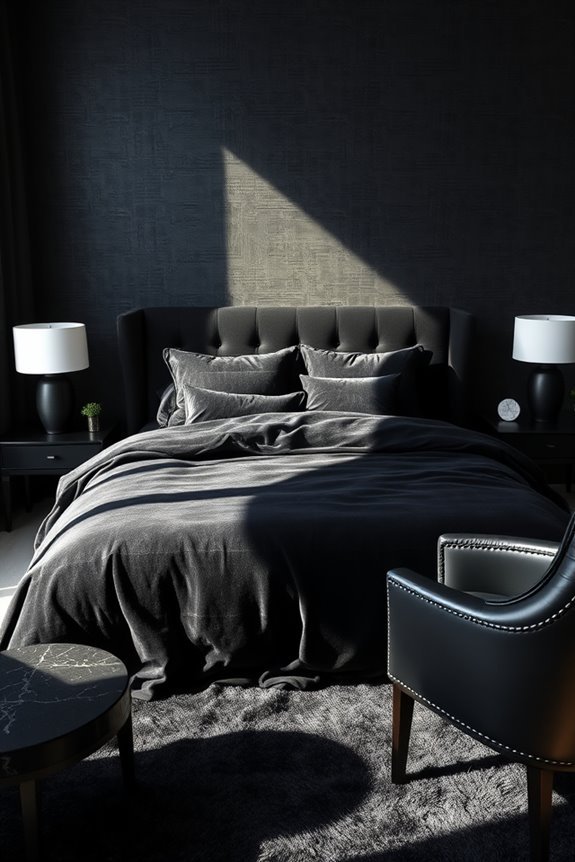 textured black fabric accents