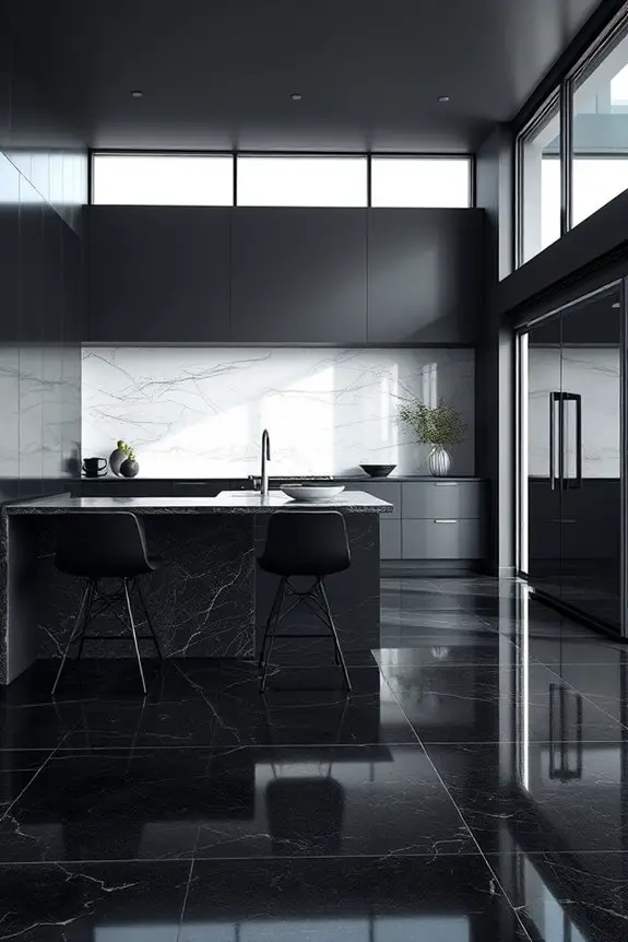 textured black kitchen elegance