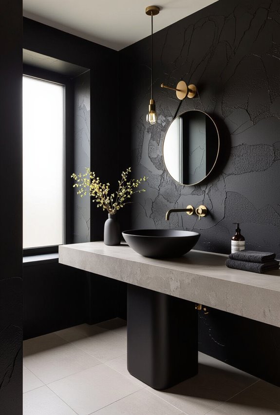 textured black plaster with metallic