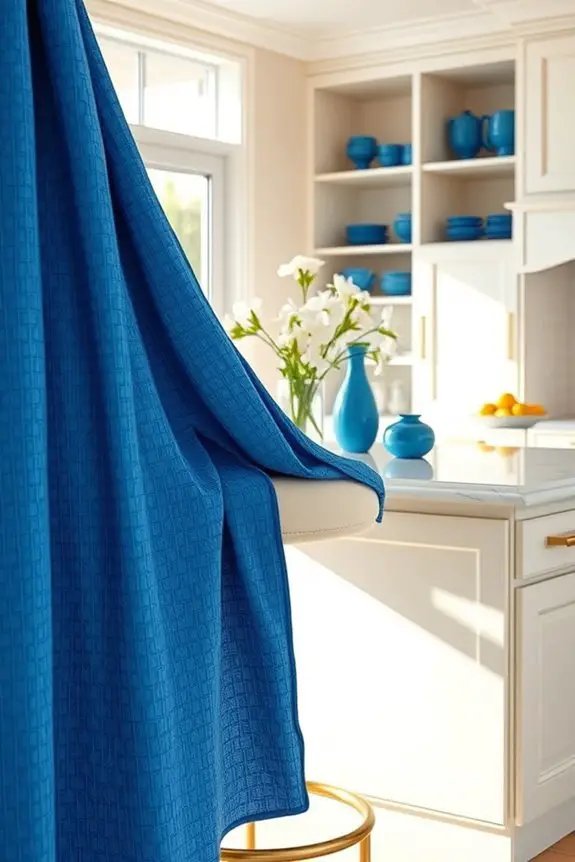textured blue kitchen fabrics