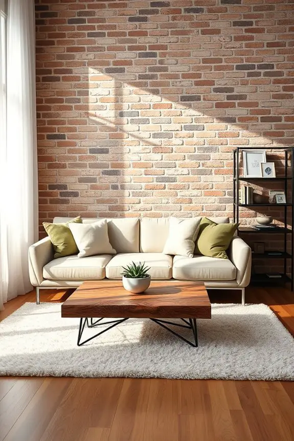 textured brick living room accents