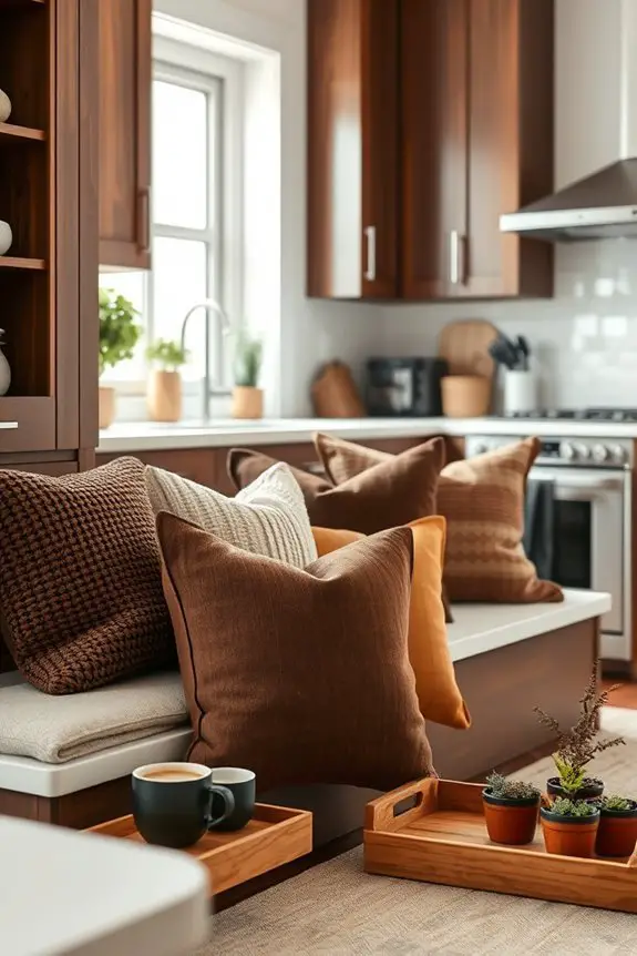 textured brown throw pillows