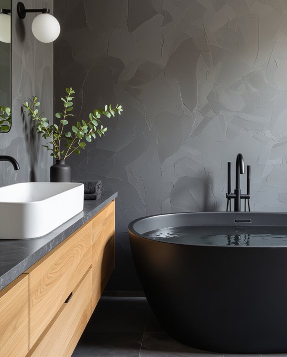 textured charcoal plaster elegance