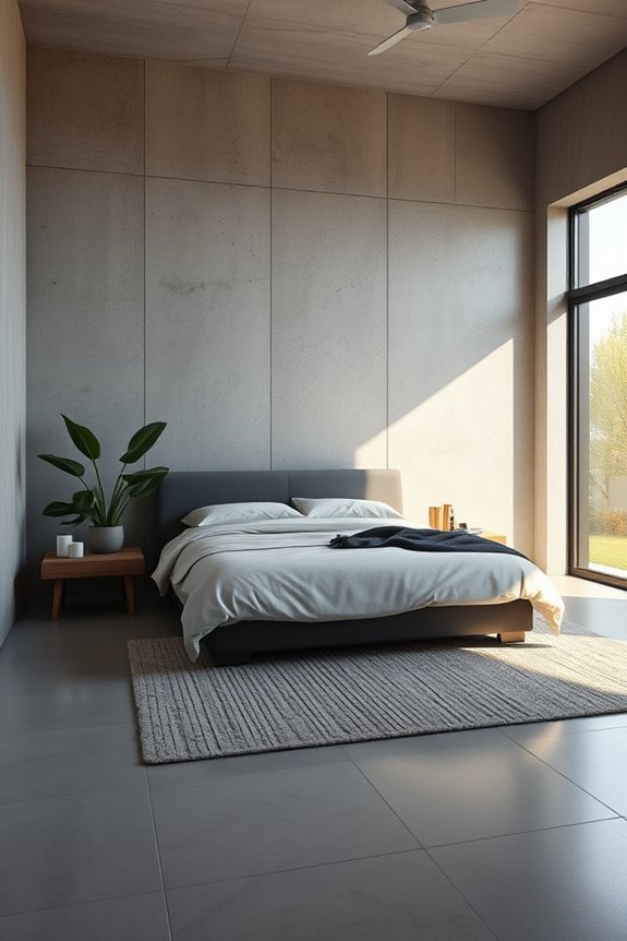 textured concrete bedroom transformation