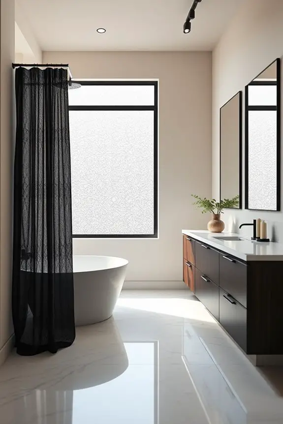 textured dark shower curtain