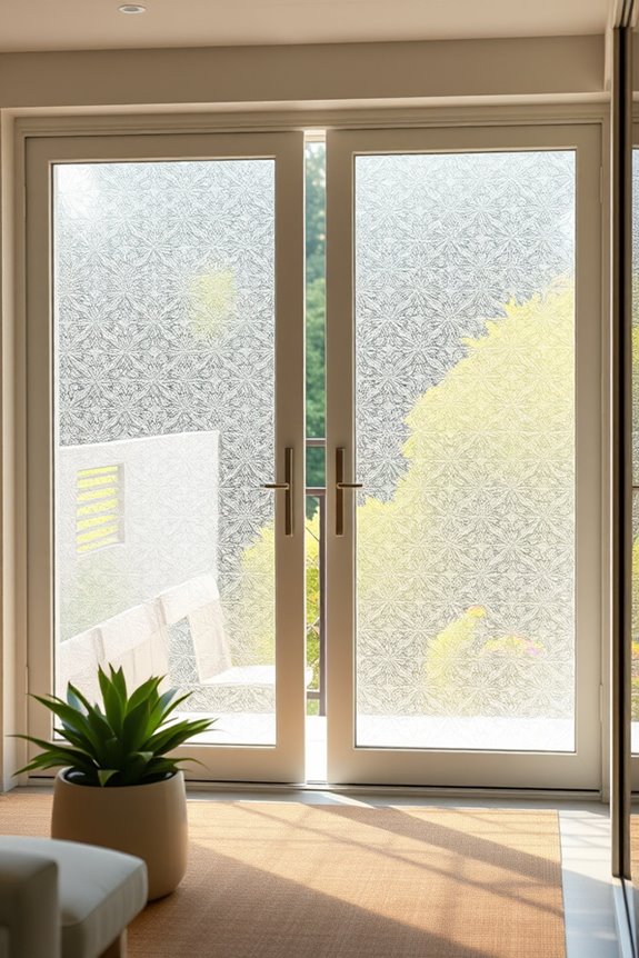 textured glass balcony doors