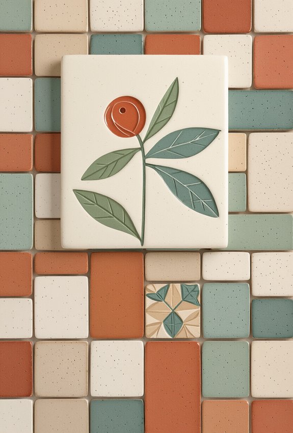 textured glazed ceramic tile accents