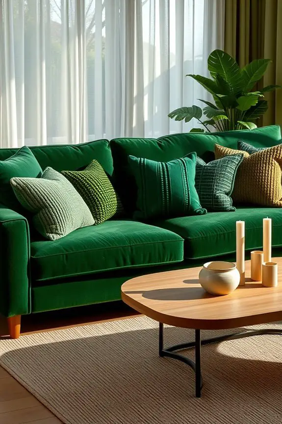 textured green throw pillows
