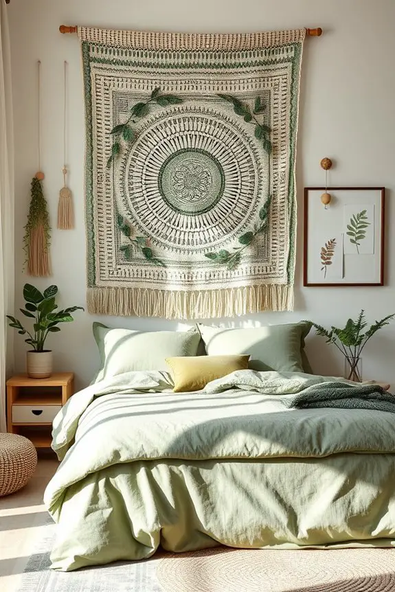 textured green wall decor
