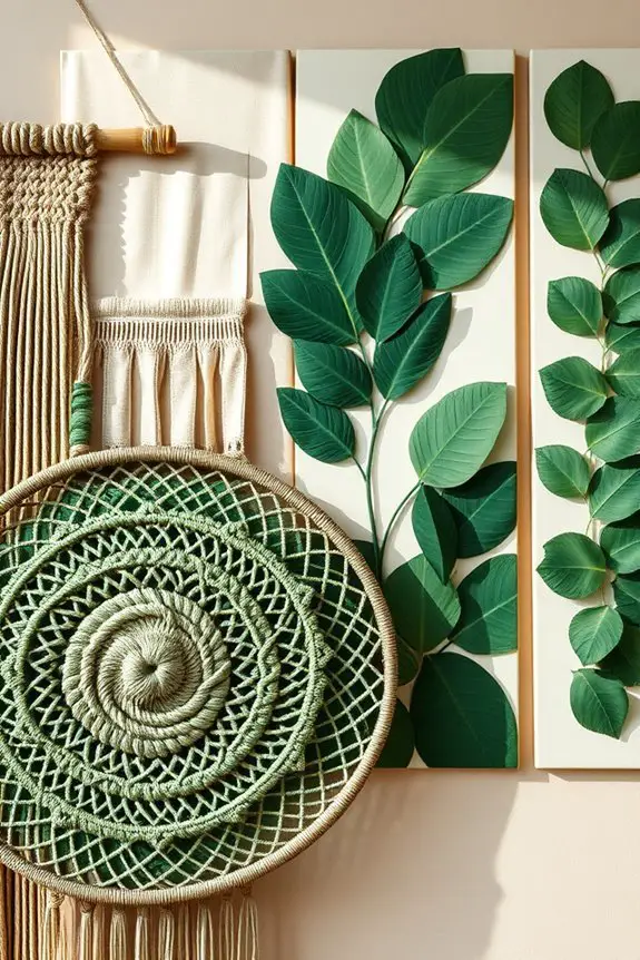 textured green wall decor