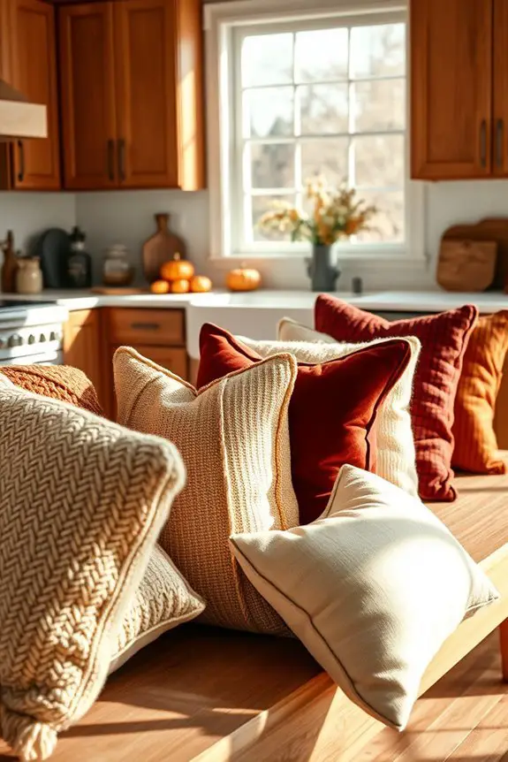 textured pillows enhance coziness