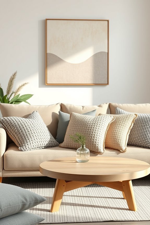 textured pillows enhance decor