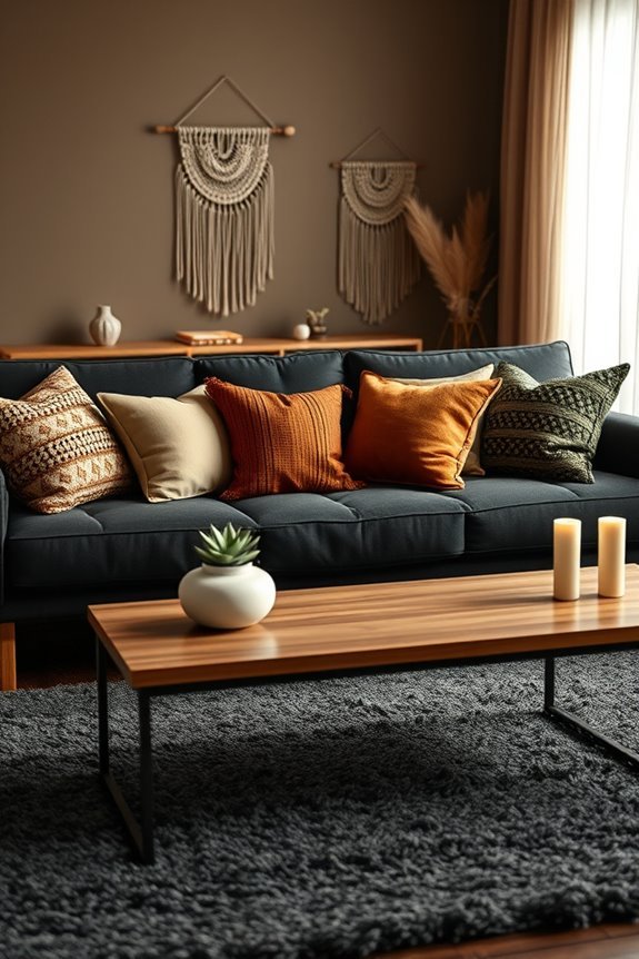 textured pillows enhance warmth