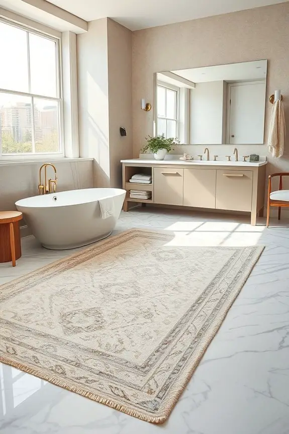 textured rugs elevate bathrooms