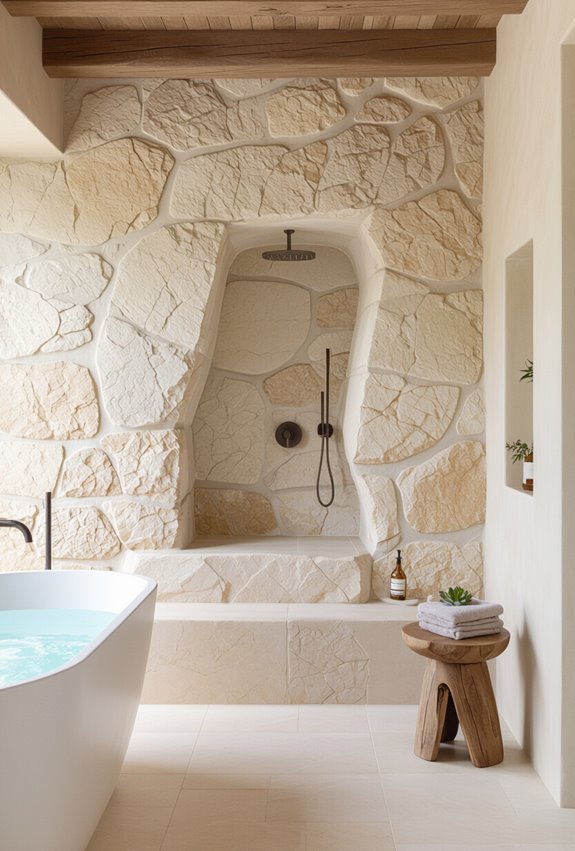 textured stone grotto shower