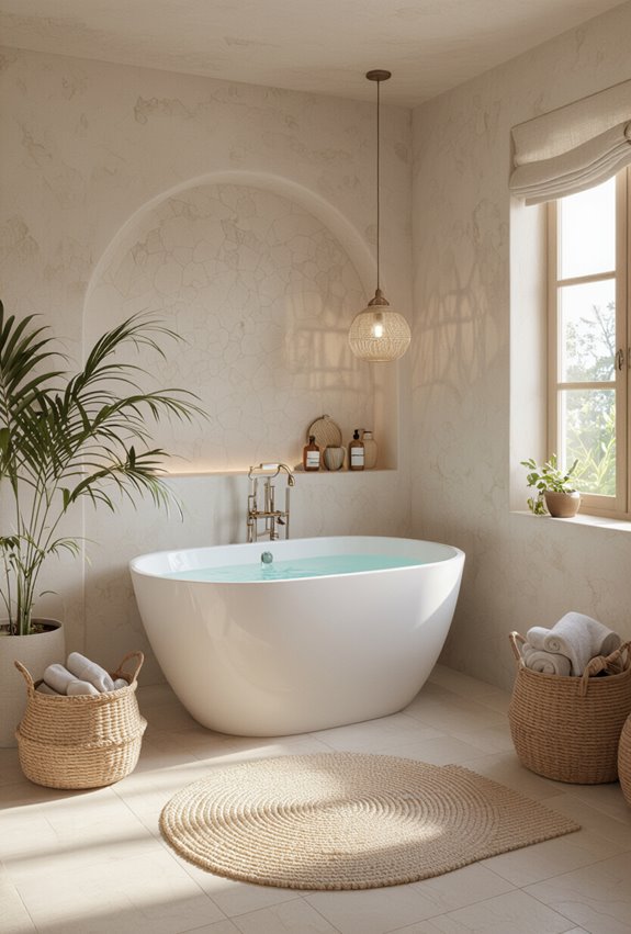 textured sunken bathtub alcove