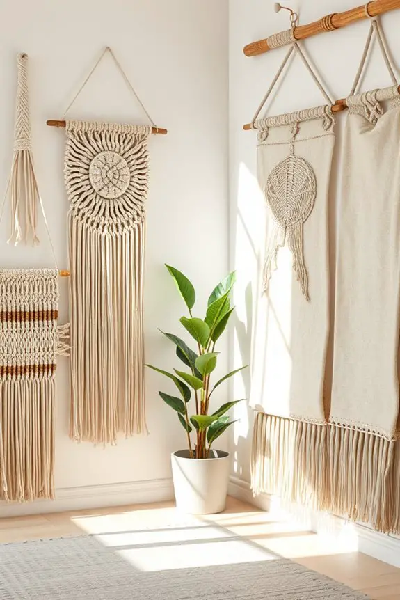 textured wall hangings enhance ambiance