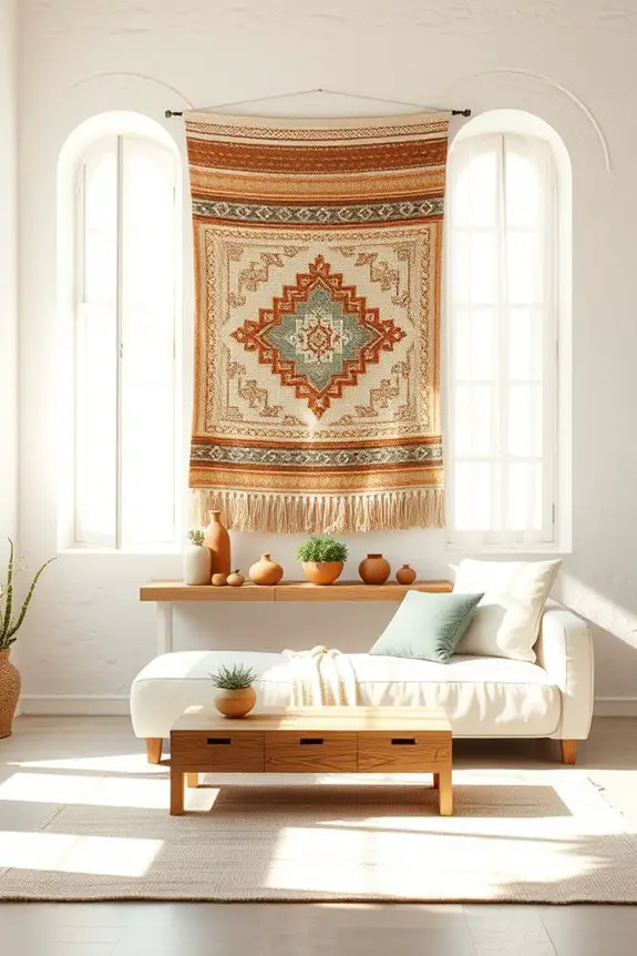 textured wall hangings enhance decor