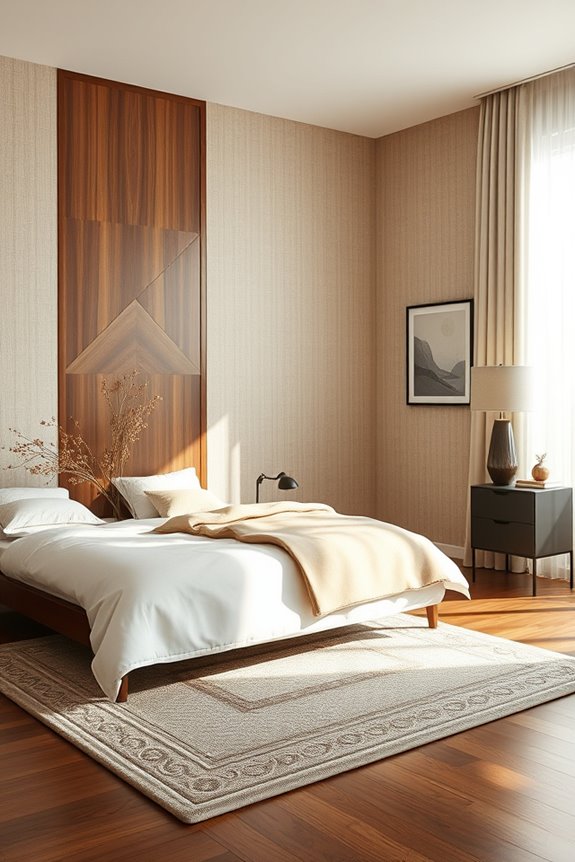 textured wallpaper and paneling