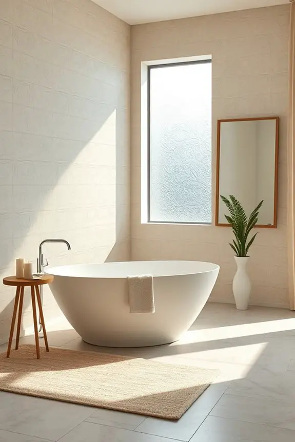 textured wallpaper enhances bathrooms