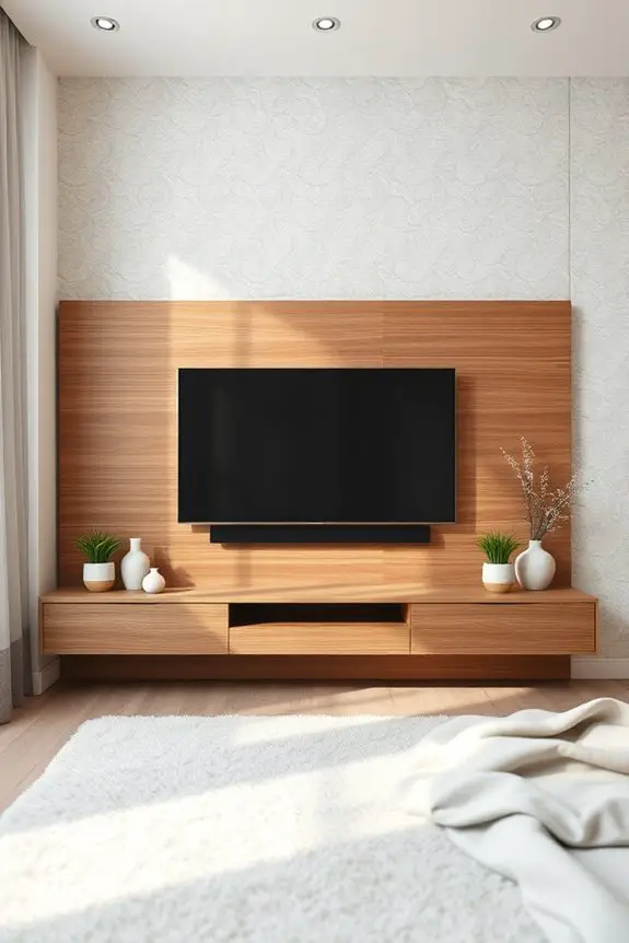 textured wallpaper enhances tv area