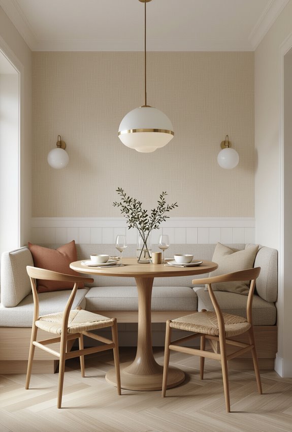 textured wallpapered dining focal