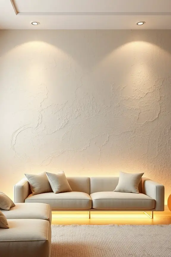 textured walls with uplighting