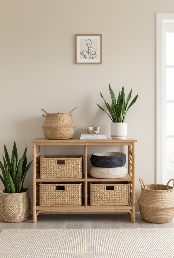 textured woven baskets wall art