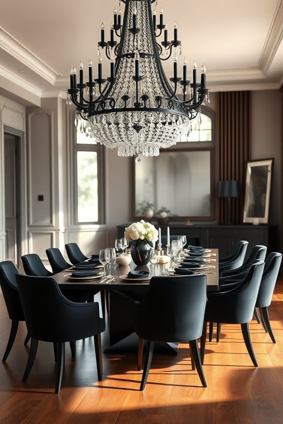 themed dining with chandeliers