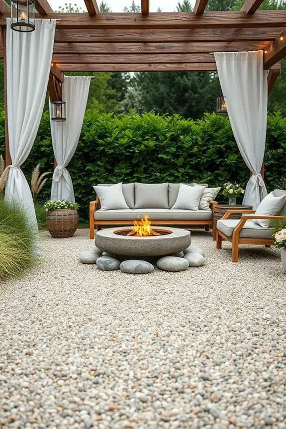 themed gravel patio design