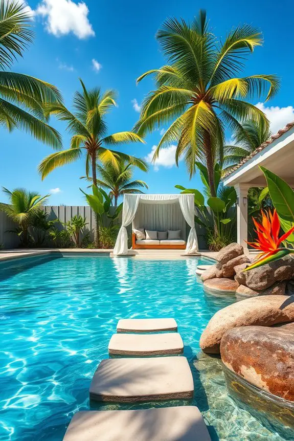 themed pool area decor