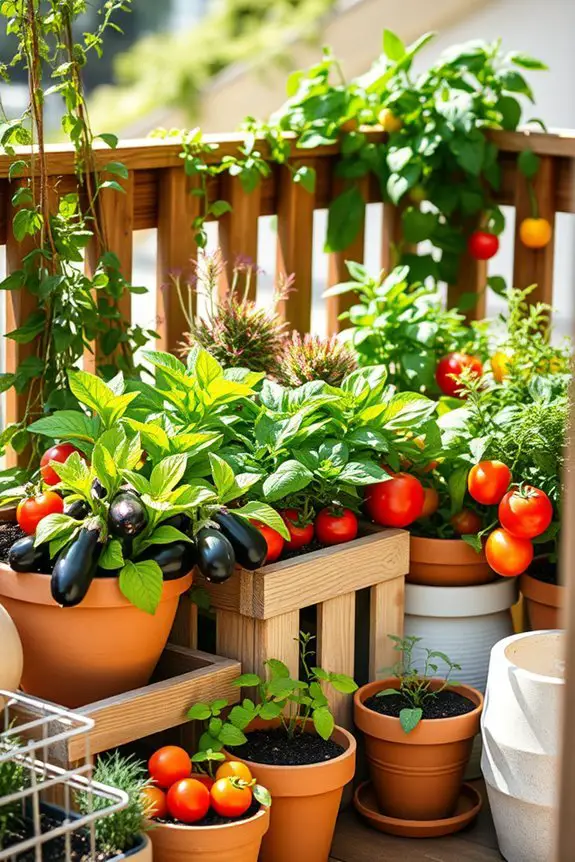 thriving garden in containers