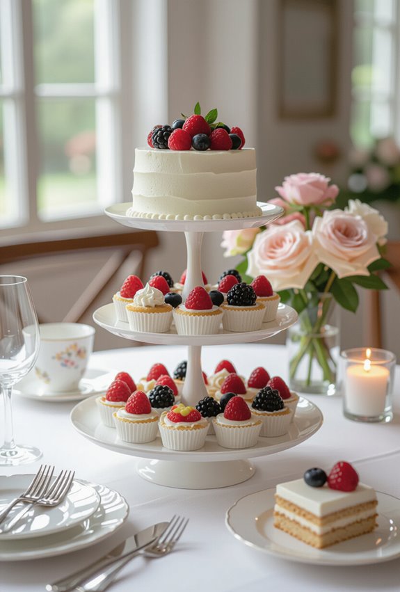 tiered centerpiece with labels