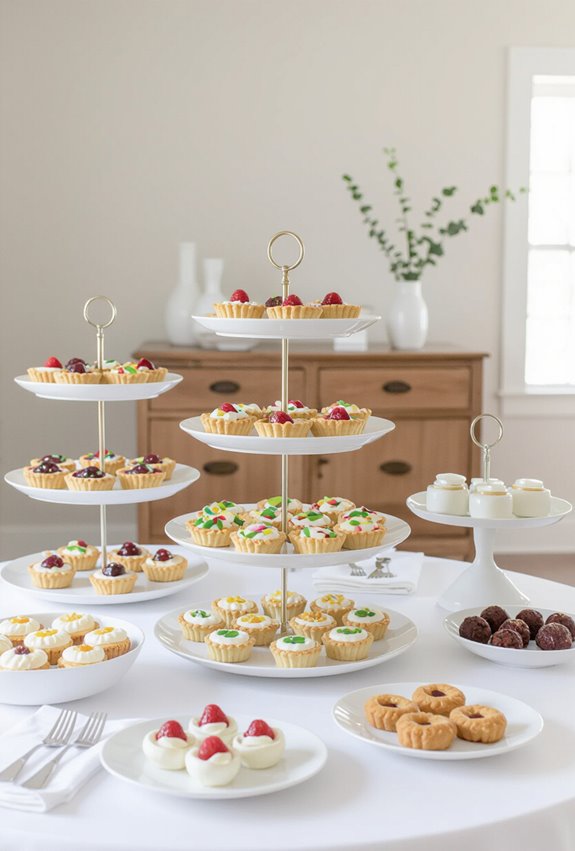 tiered labeled elegant dessert display