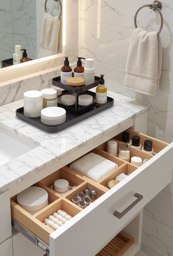 tiered moisture resistant cosmetic organizers