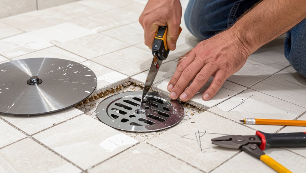 tile cutting around drain