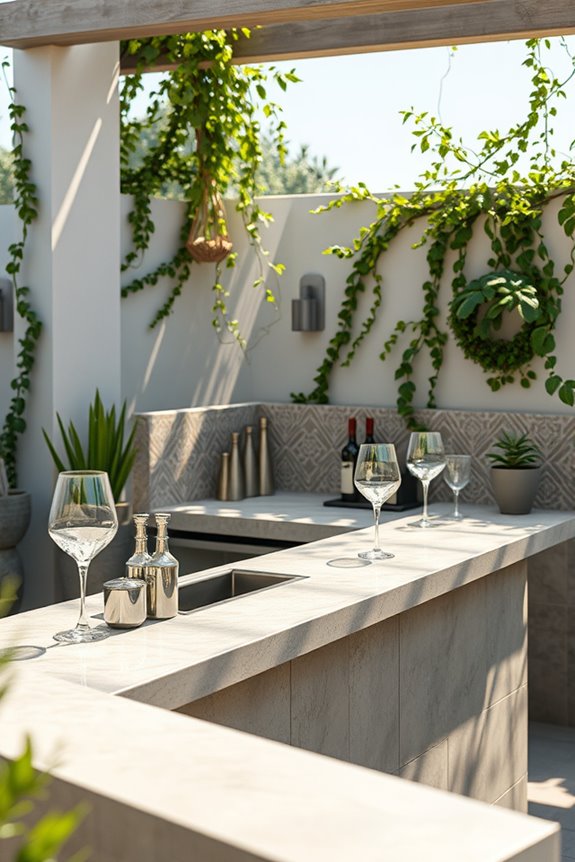 tiled backsplash for concrete bar