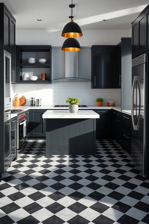timeless checkerboard kitchen flooring