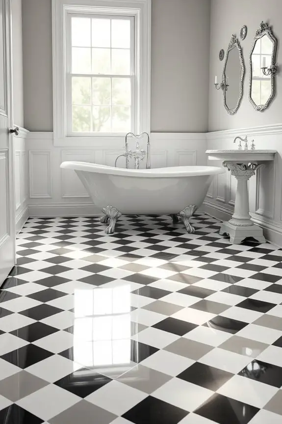 timeless checkered bathroom elegance