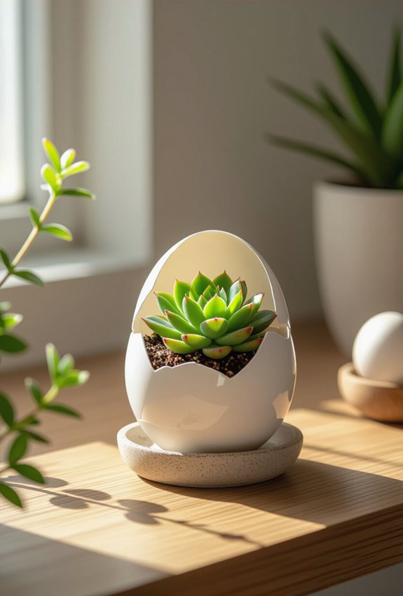 tiny eggshell succulent planters